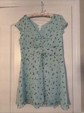 Leith Light Blue Floral V-Neck Ruched Camisole